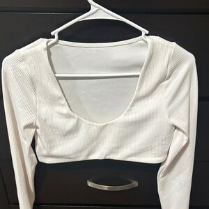 ALO Yoga White Ribbed Crop Top